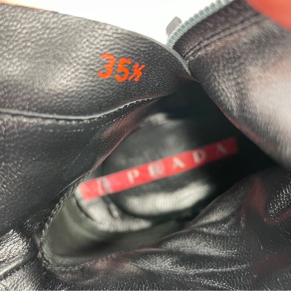 PRADA Donna brown microfiber pointed toe kitten heel ankle boots size 5.5 - Picture 11 of 16